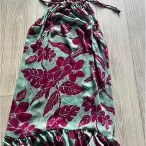 Floral Halter Dress in Green and Red